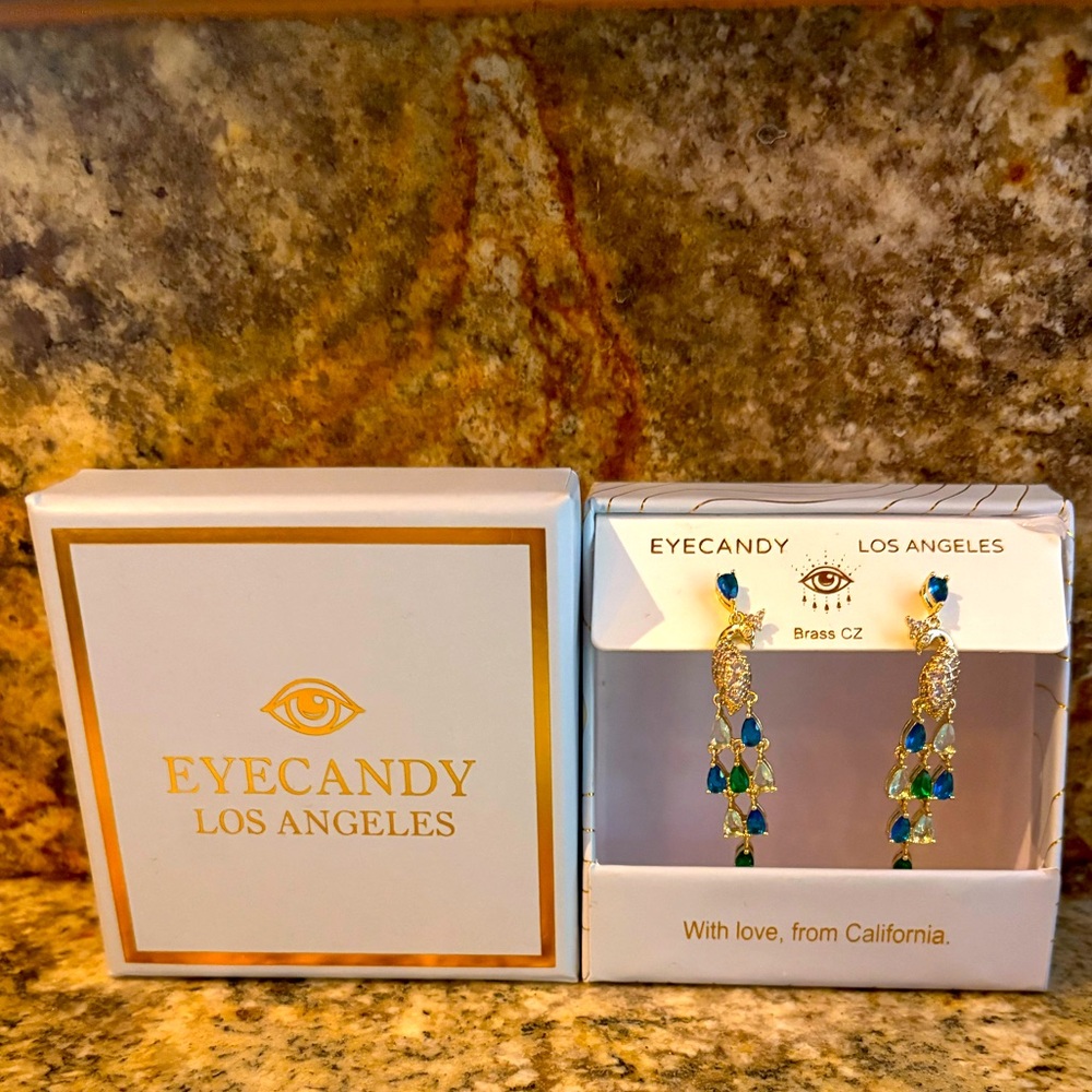 NEW Eye Candy Peacock Earrings